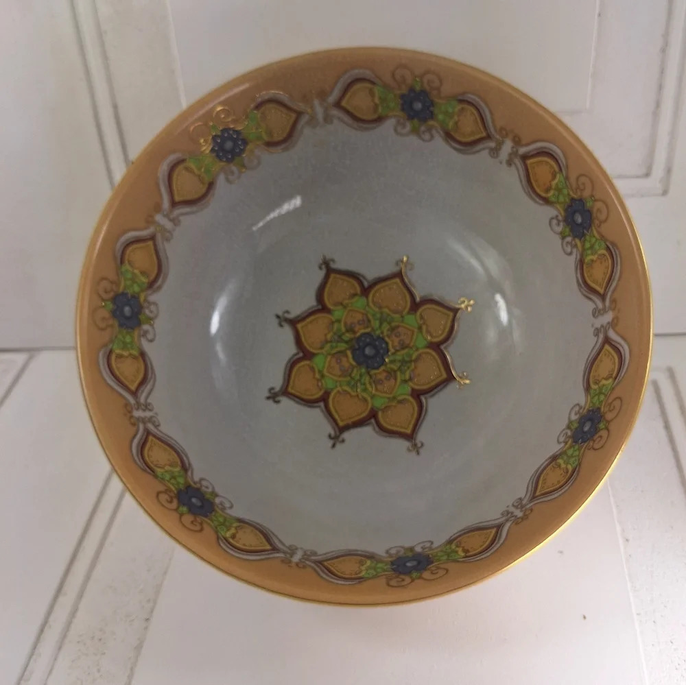 Vintage Large Asian Chinoiserie Style Decorative Crackle Bowl 10" - Picture 4 of 10